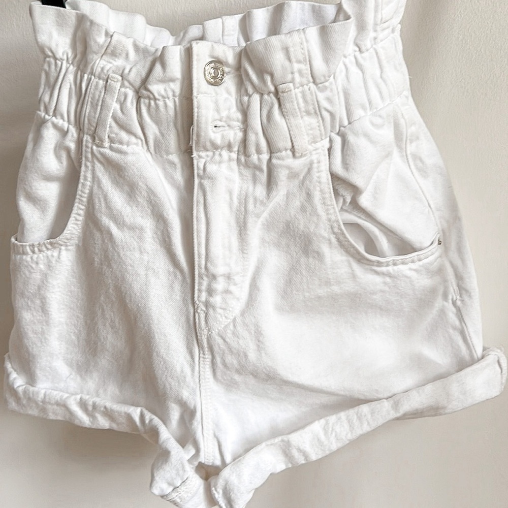 Zara Paper Sac White Shorts